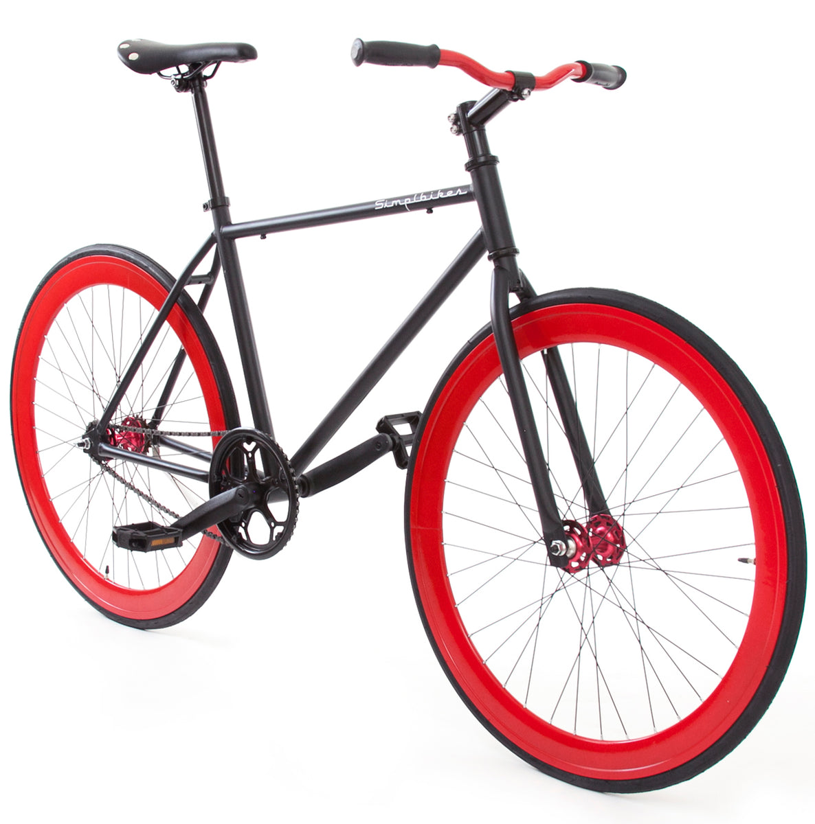 Bici Fixie Roja Bicicleta R700 Piñon Fijo Flip Flop Negro Mate Y Rojo
