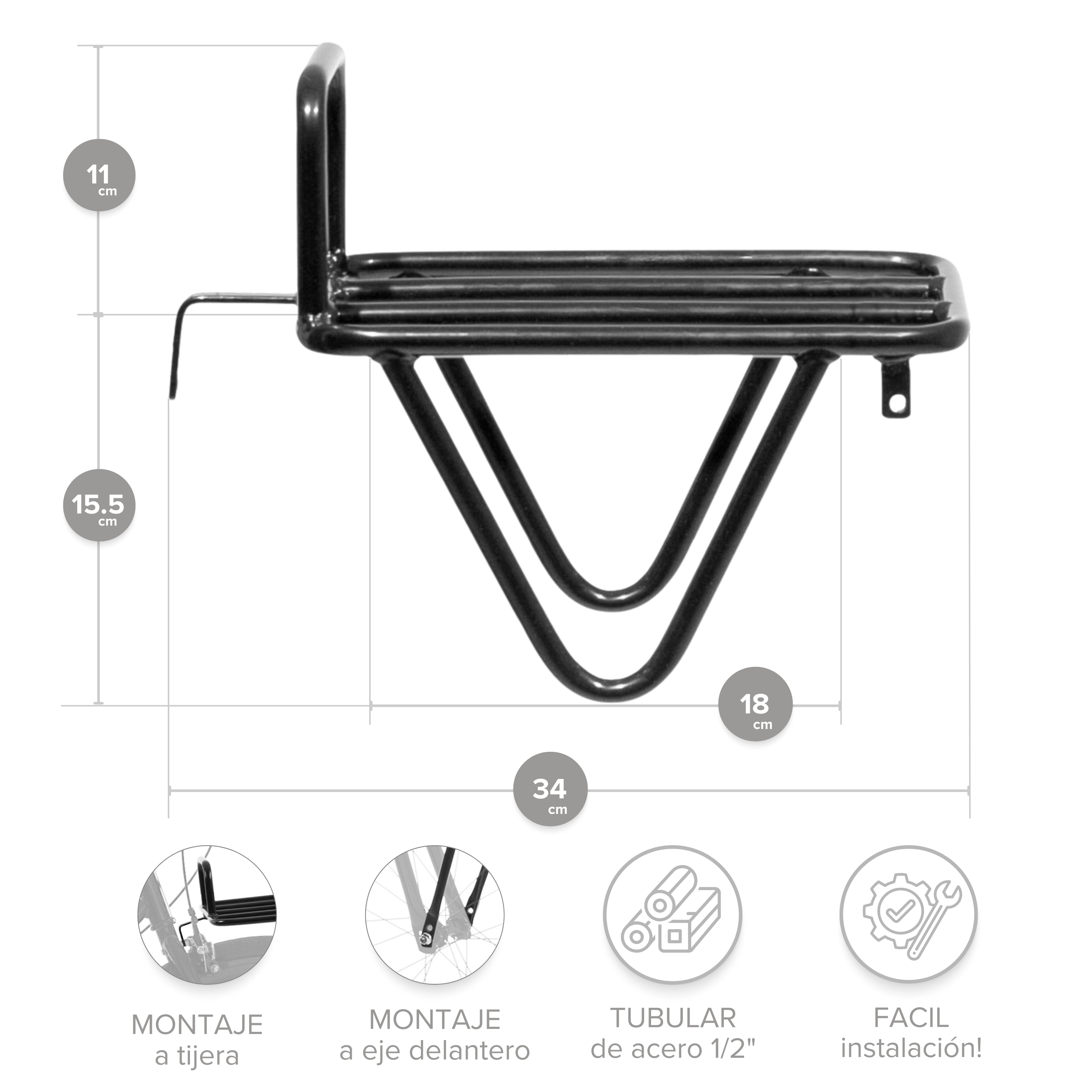 Parrilla Tubular para Bicicleta Delantera Multi Rodada M003
