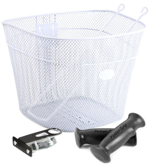 Set Canasta De Malla Metálica Para Bicicleta y Puños.