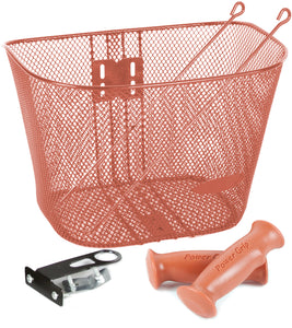Set Canasta De Malla Metálica Para Bicicleta y Puños.