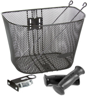 Set Canasta De Malla Metálica Para Bicicleta y Puños.