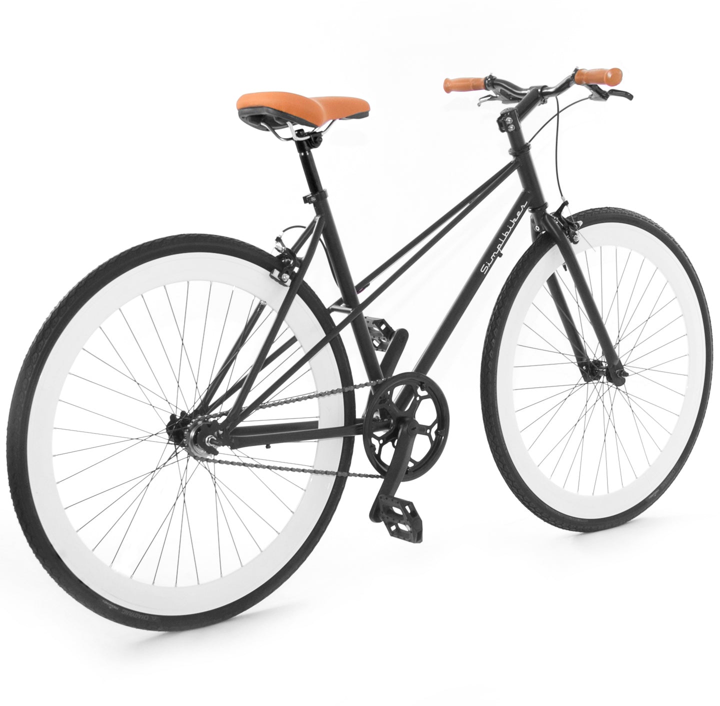 Simplbikes® Elite® Dama Negro Mate/Blanco 700c x38