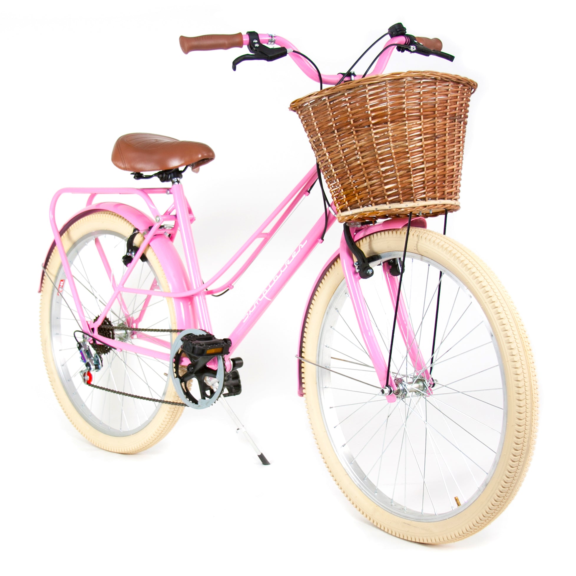 Bicicleta Vintage Dama  Rosa y Menta Canasta Tubular. – Bicicletas Vintage