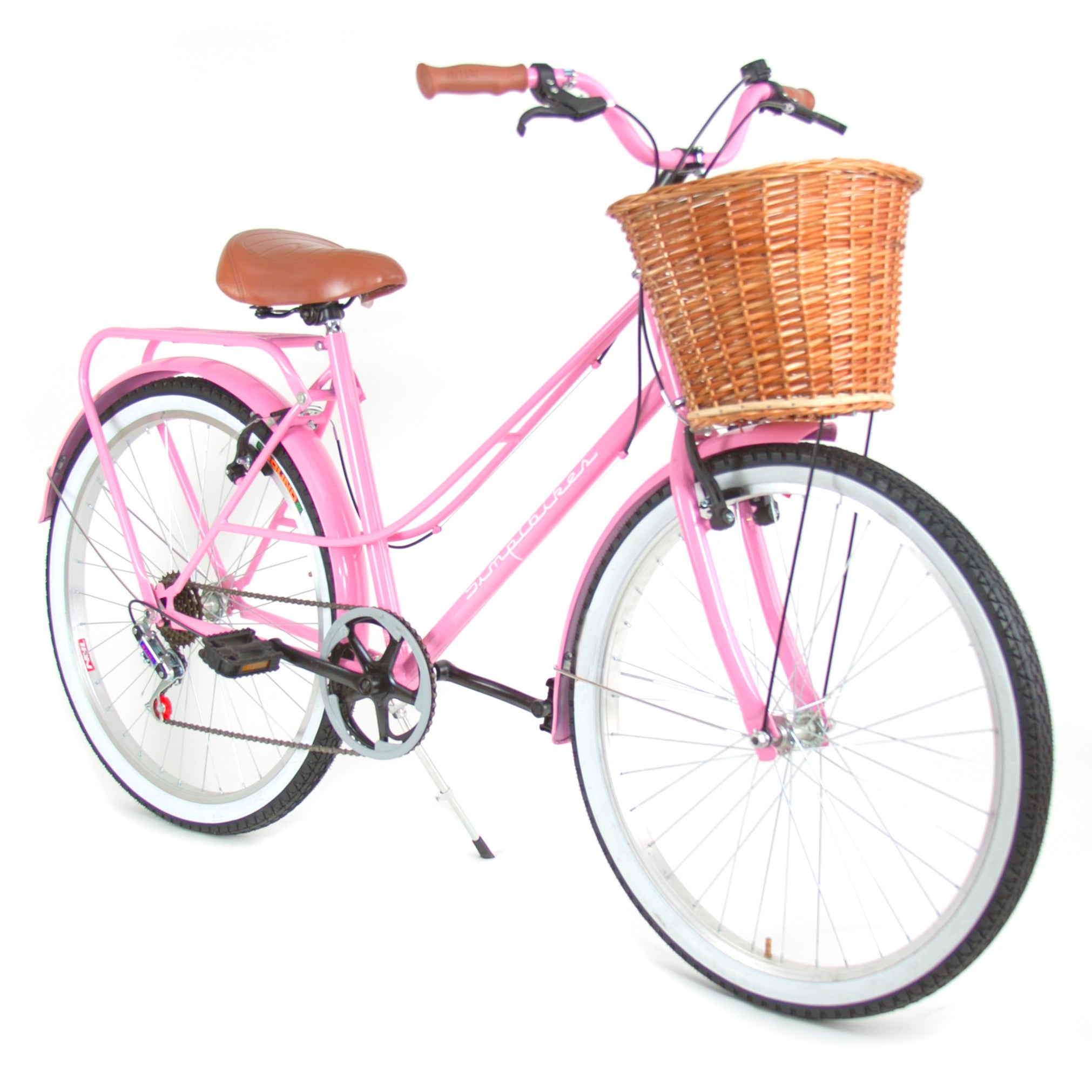 Bicicleta Vintage Rodada 26 Dama Rosa Canasta de Mimbre. – Bicicletas