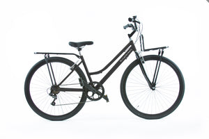 Simplbikes® Mia® Bicicleta Hibrida 700c Mujer Con Parrilla y Portabulto 6 Vel. Shimano