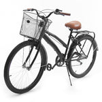 Simplbike® California® Bicicleta Vintage Negro/Café  Canasta de Malla Metálica.