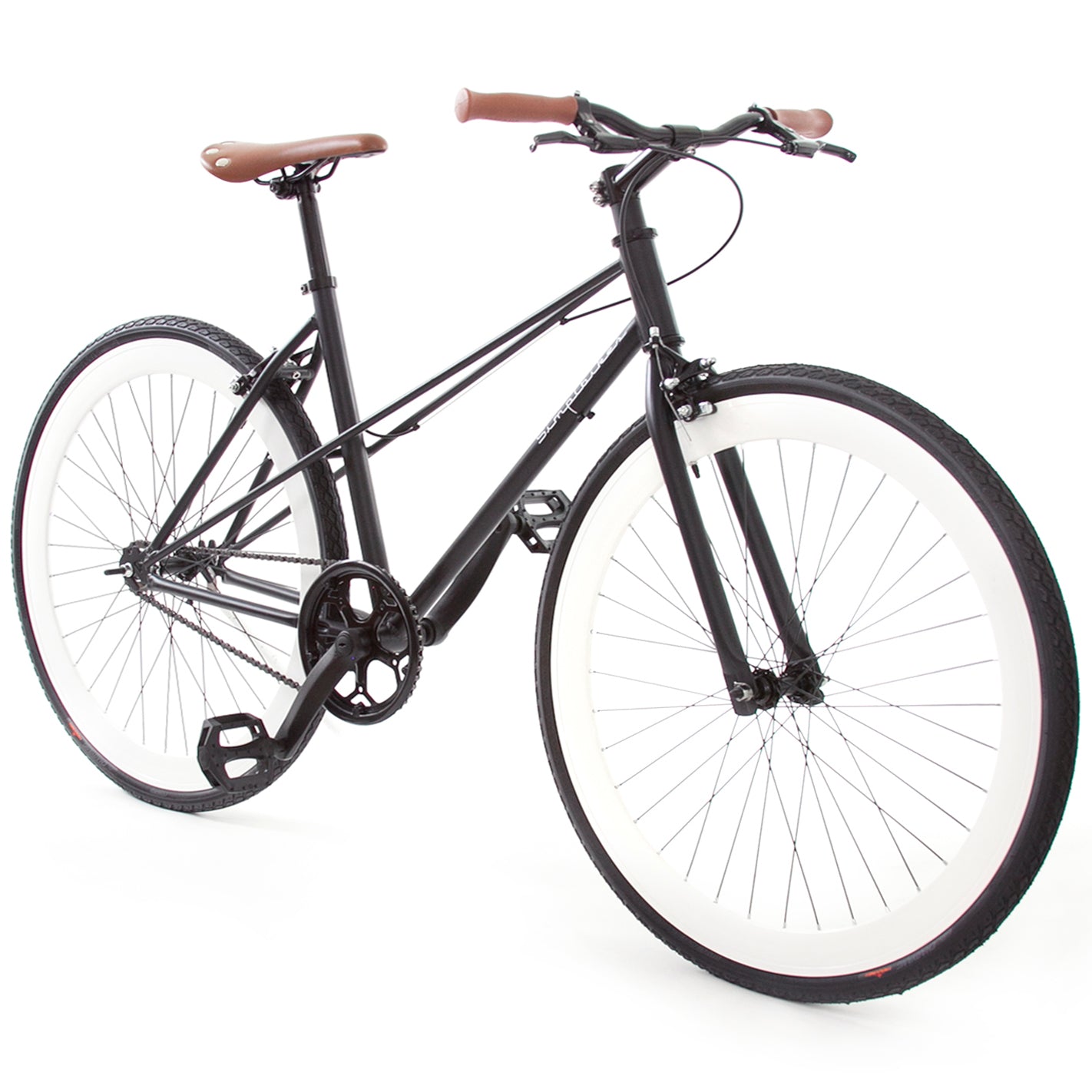 Bicicleta Elite Rodada 700 Hibrida Dama Negro Mate Bco.