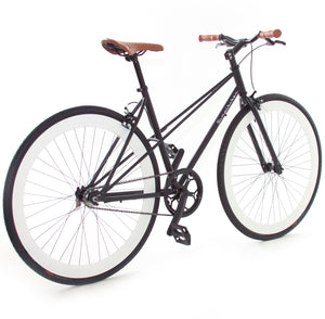 Bicicleta Elite Rodada 700 Hibrida Dama Negro Mate Bco.