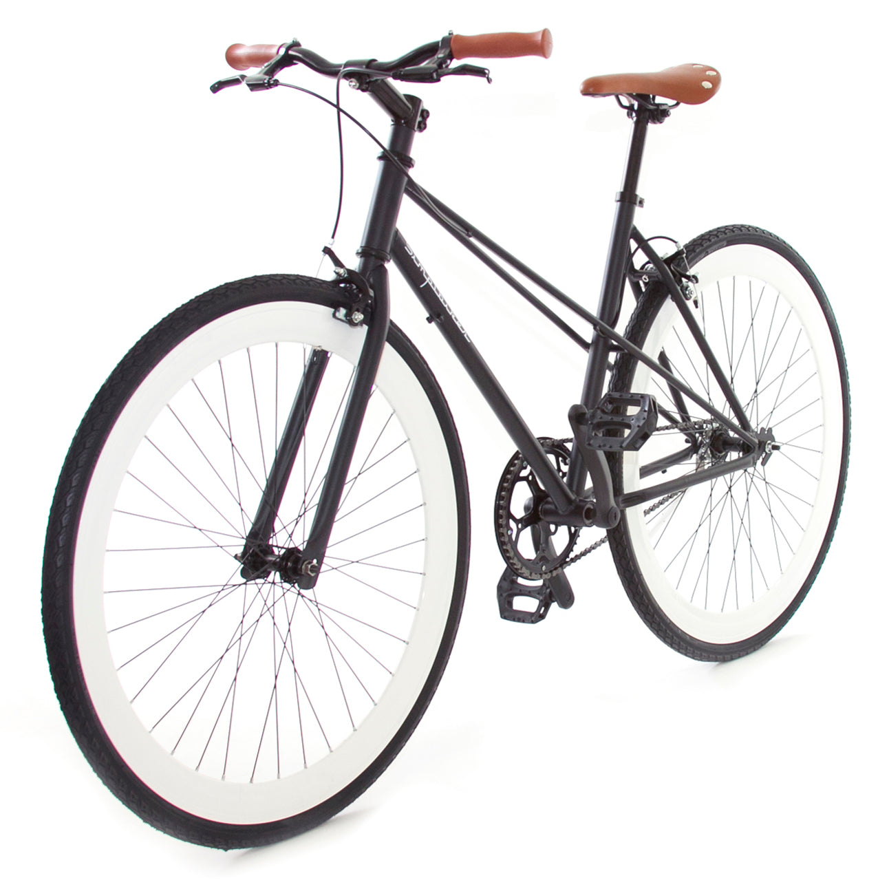 Bicicleta Elite Rodada 700 Hibrida Dama Negro Mate Bco.