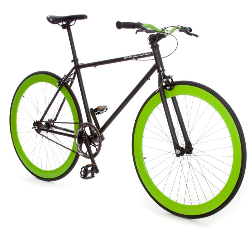Bicicleta Elite Rodada R700 Men Negro Mate y Verde Manzana Freno Caliper.